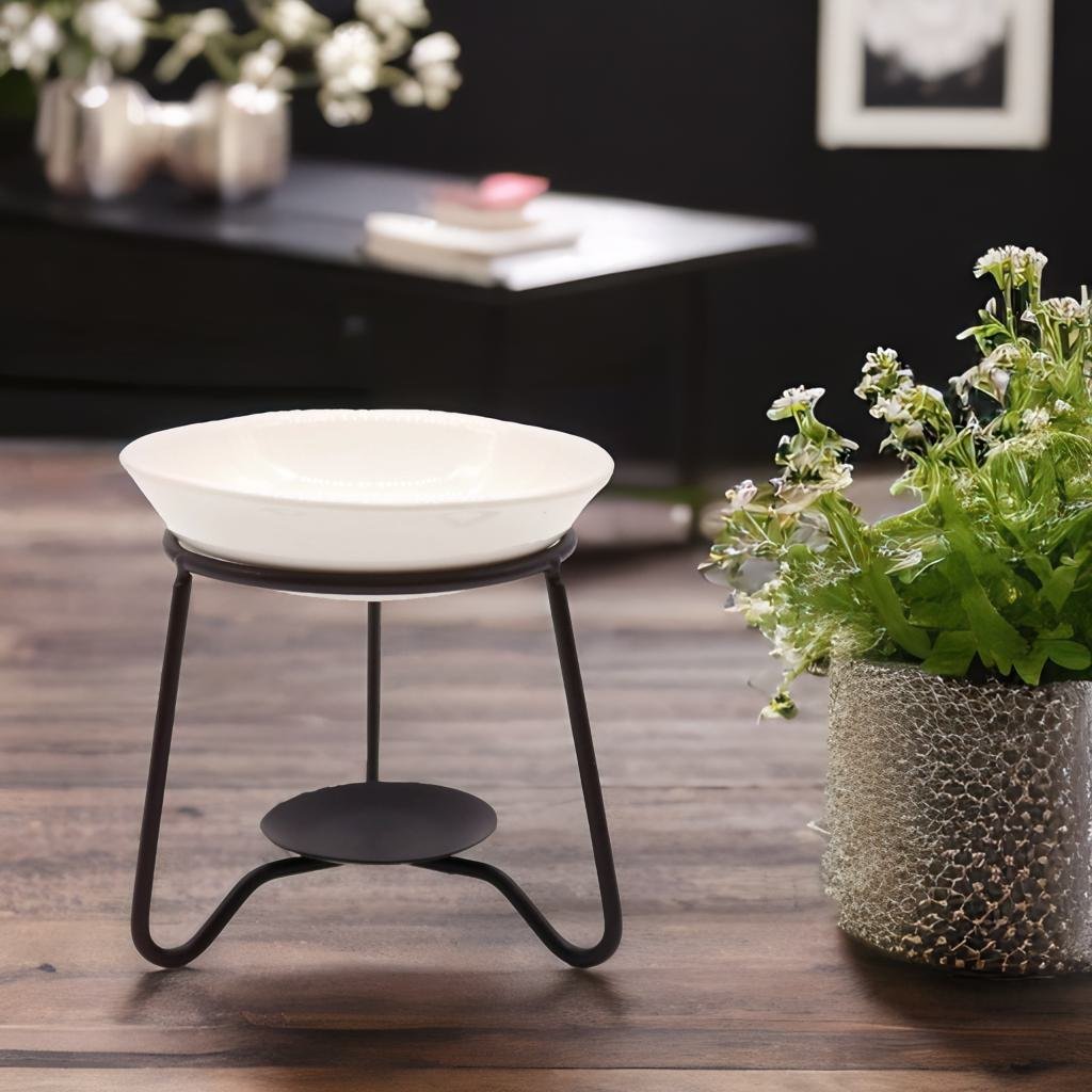 Keramisk og Metall Voksbrenner – Enkel og Elegant Holder-0
