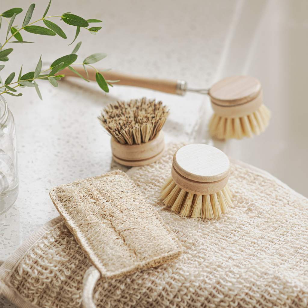 Bærekraftig Oppvaskbørste-sett (4-delt) med Loofah-svamp-1