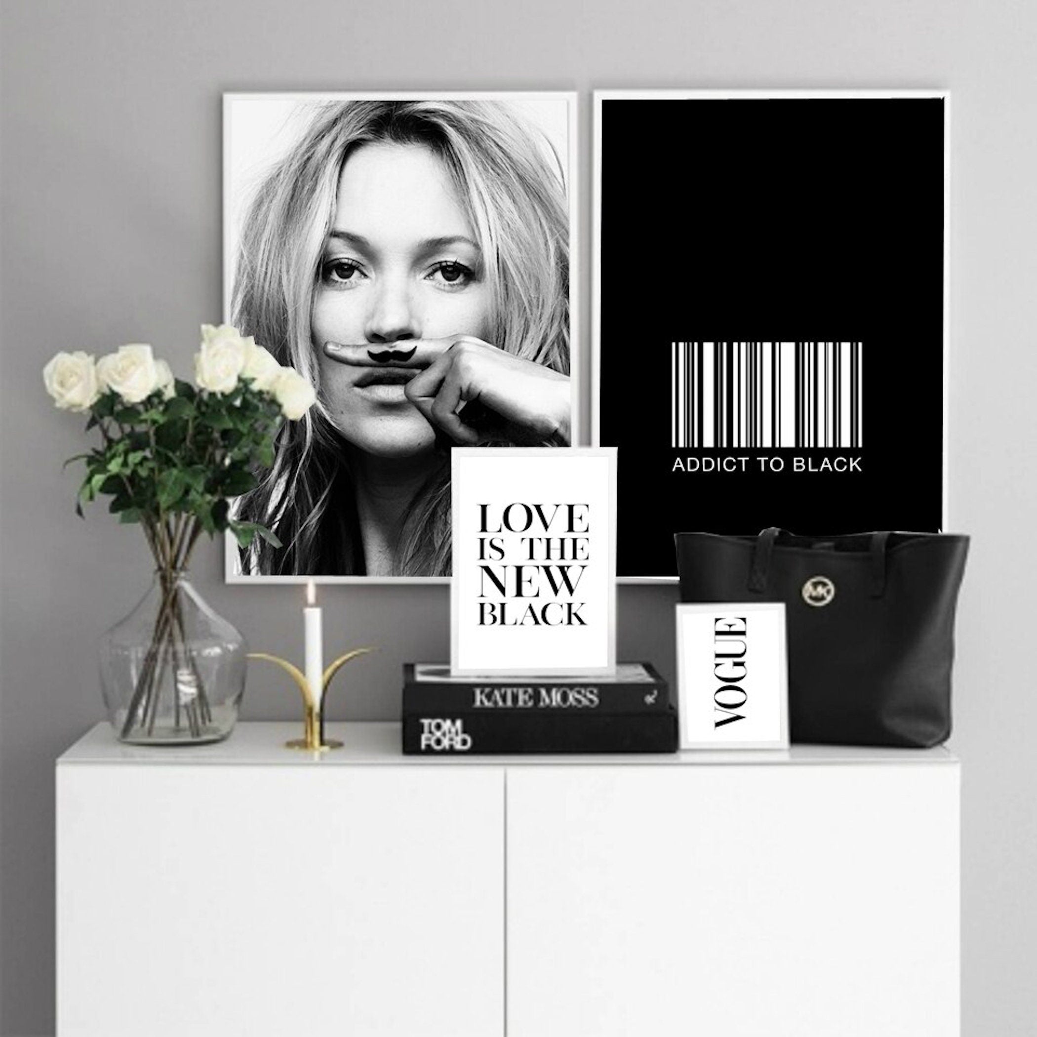 Svart-hvitt Plakatsett – Kate Moss Vogue Vintage-2