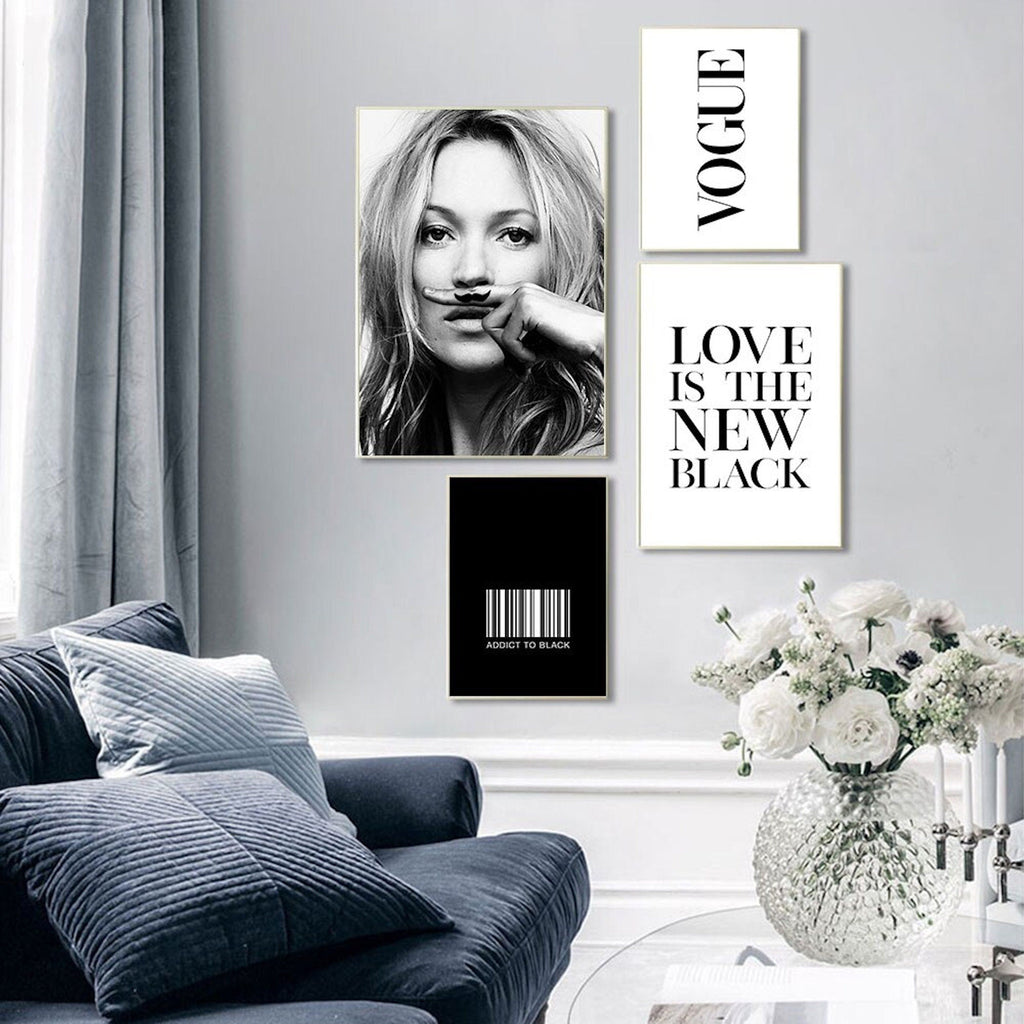 Svart-hvitt Plakatsett – Kate Moss Vogue Vintage-1