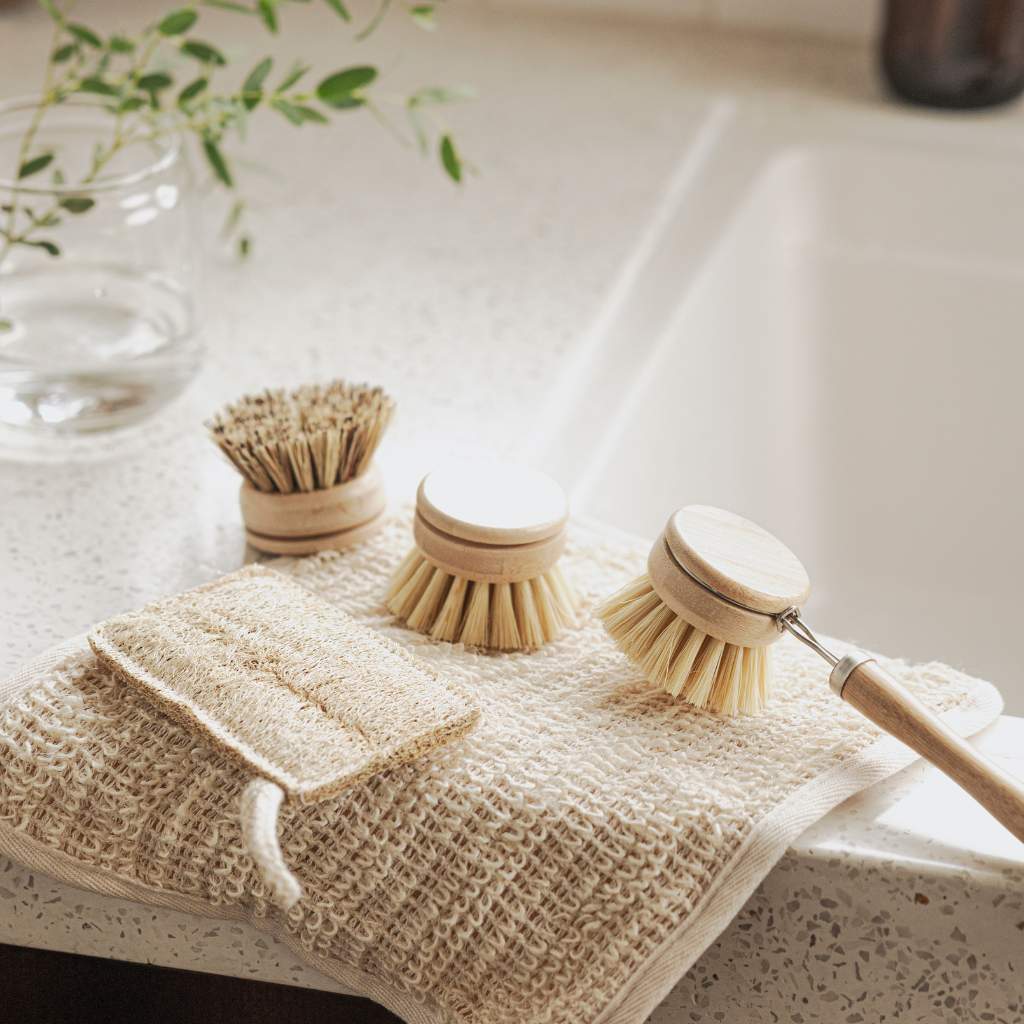 Bærekraftig Oppvaskbørste-sett (4-delt) med Loofah-svamp-2